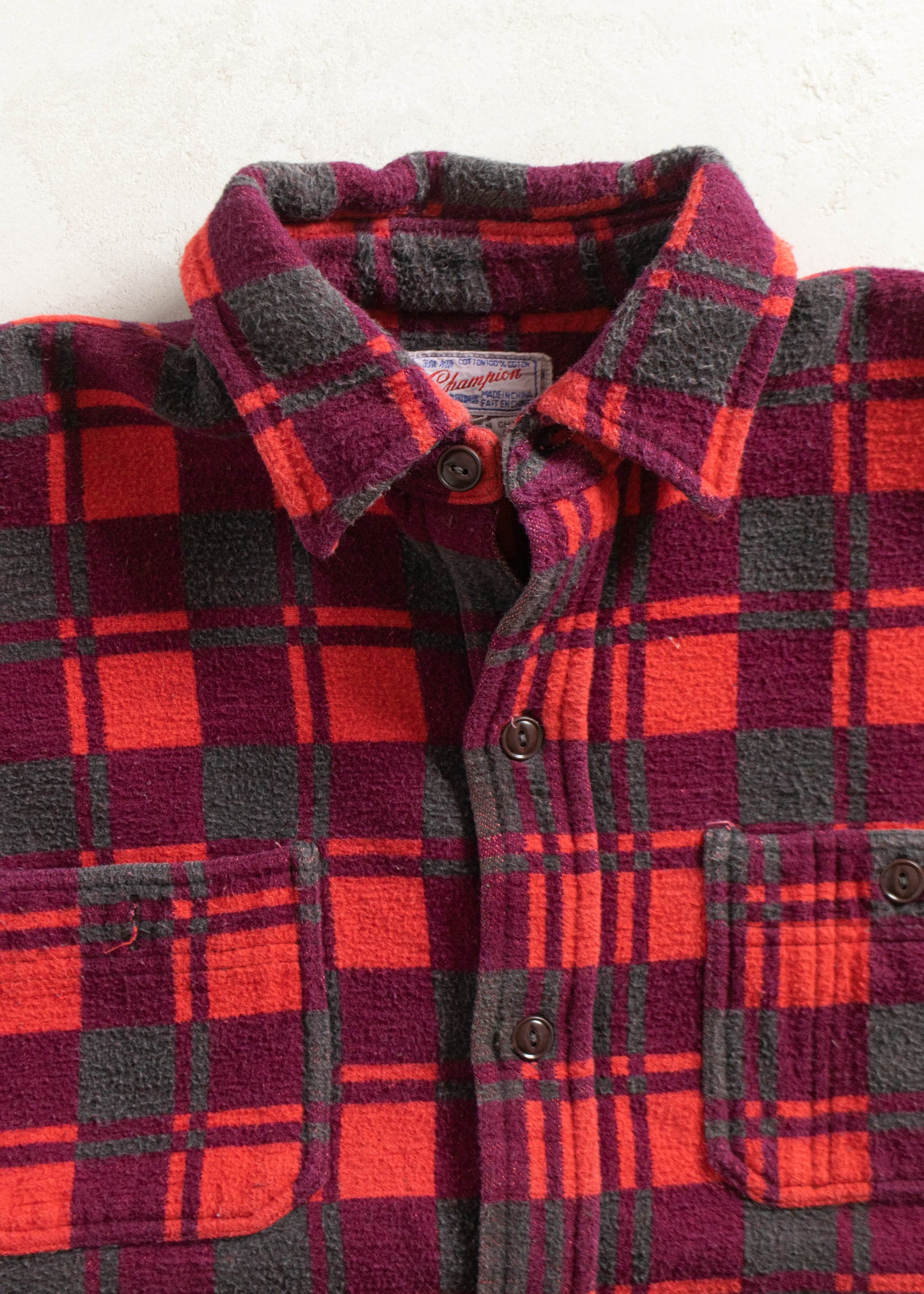 Vintage 1980s Champion Cotton Flannel Button Up Shirt Size M/L