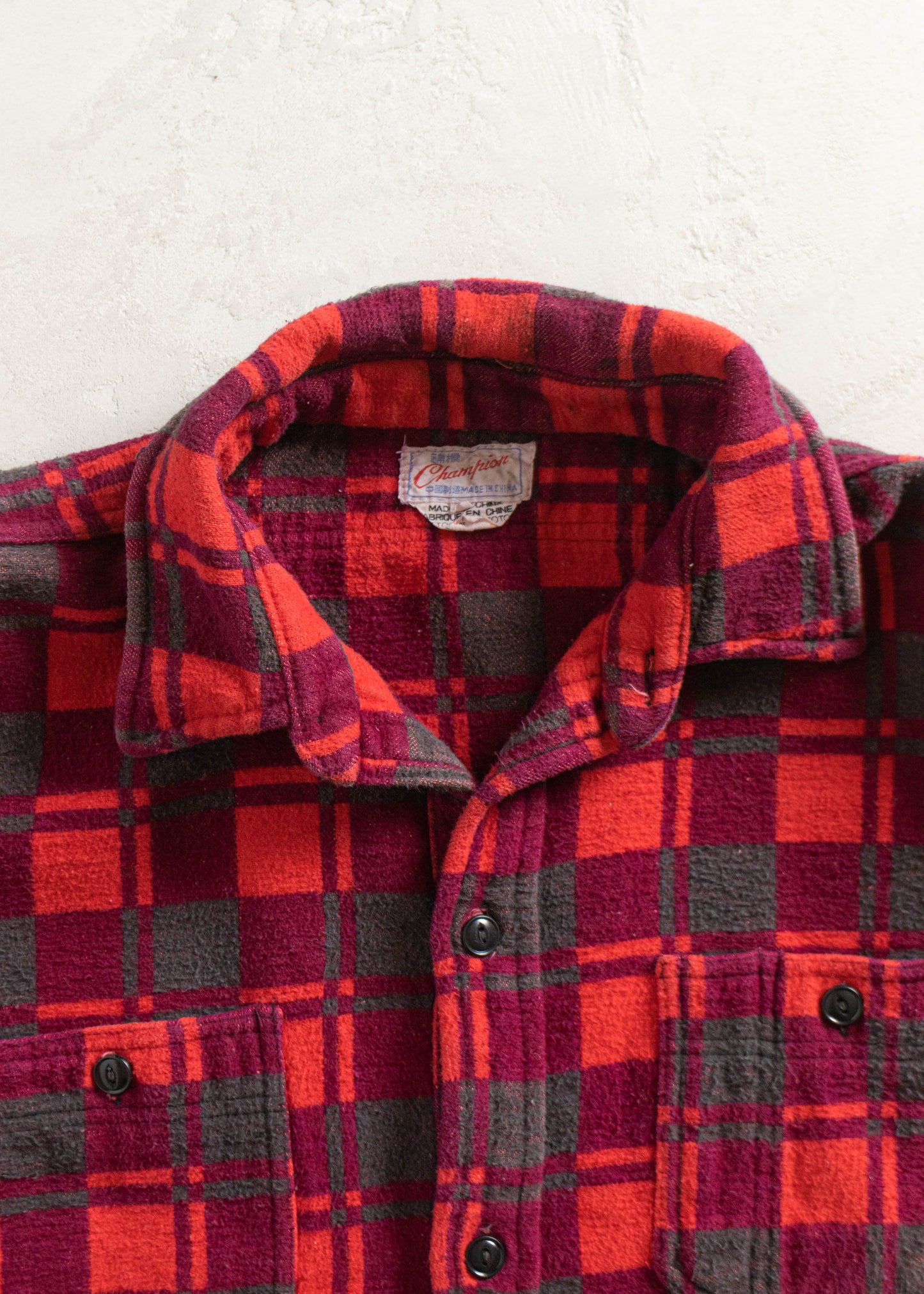Vintage 1980s Champion Cotton Flannel Button Up Shirt Size XL/2XL
