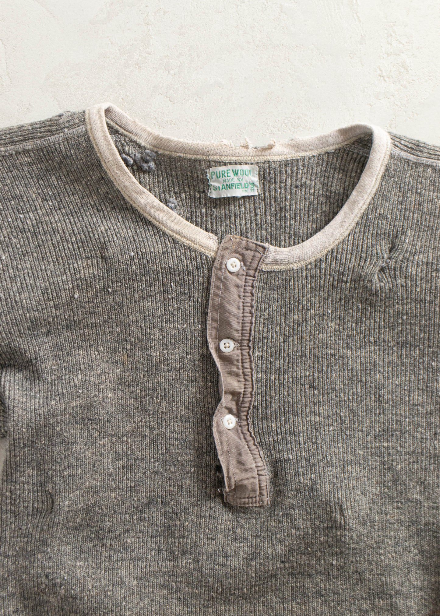 Vintage 1980s Stanfield's Wool Henley Size M/L