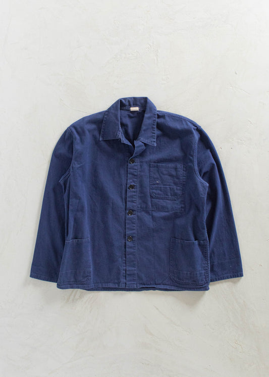 Vintage 1980s Bleu de Travail French Workwear Chore Jacket Size M/L