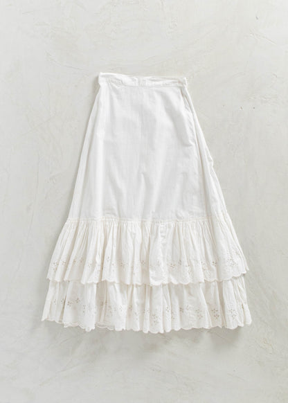 Antique 1910s Cotton Gauze Petticoat Skirt Size Women's 23