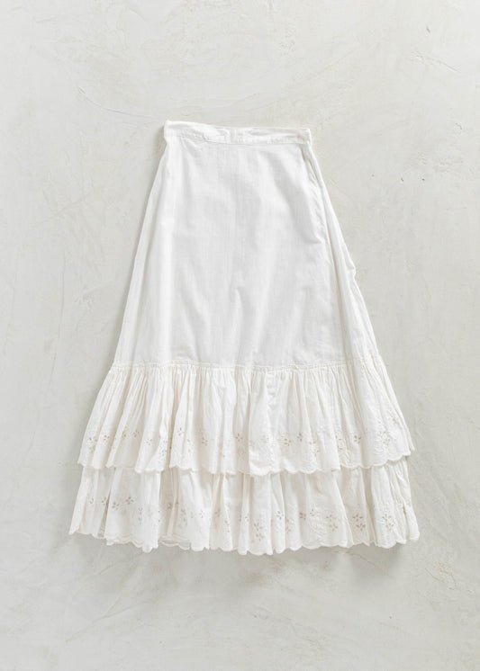 Antique 1910s Cotton Gauze Petticoat Skirt Size Women's 23