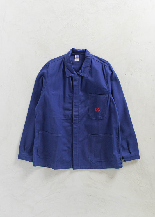 Vintage 1970s Deadstock Bleu de Travail French Workwear Chore Jacket Size L/XL