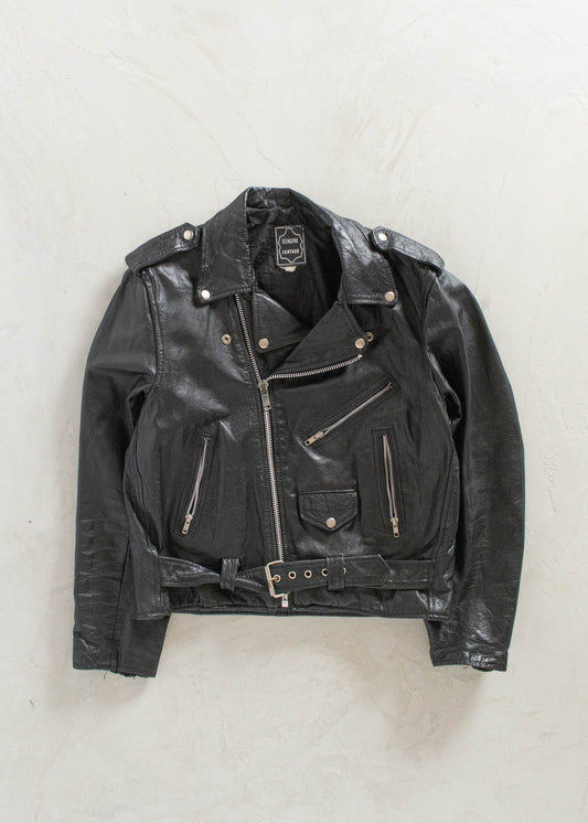 Vintage 1980s Motorcycle Leather Jacket Size S/M