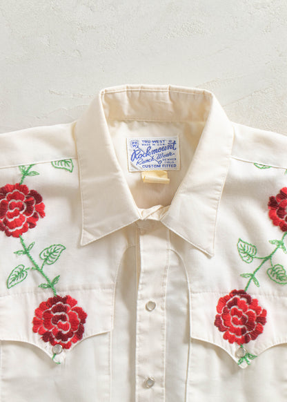 Vintage 1960s Rockmount Ranch Wear Embroidered Snap Button Shirt Size XS/S