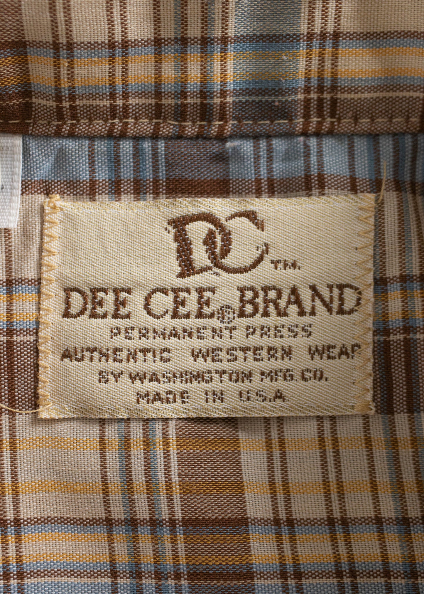 Vintage 1970s DeeCee Brand Plaid Pattern Snap Button Shirt Size M/L