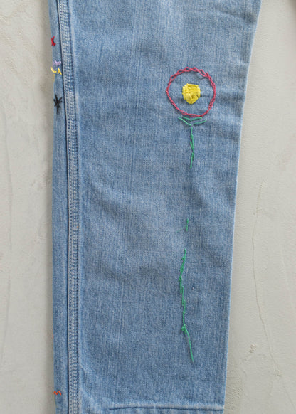 Vintage 1970s GWG Lightwash Embroidered Jeans Size Women's 26 Men's 30