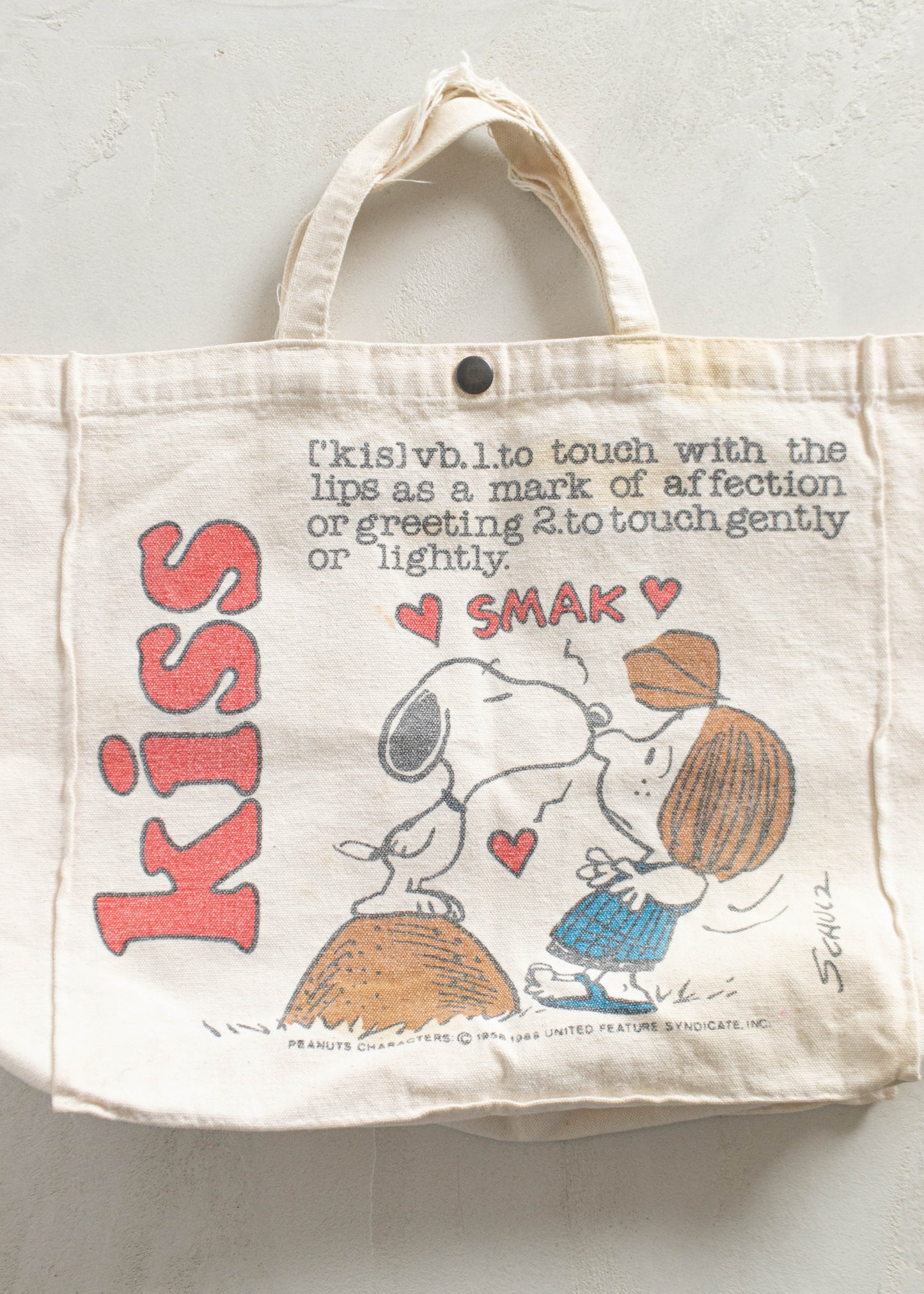 Vintage 1960s Snoopy Canvas Tote Bag