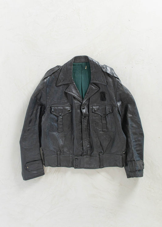 Vintage 1970s Police Uniform Leather Jacket Size M/L