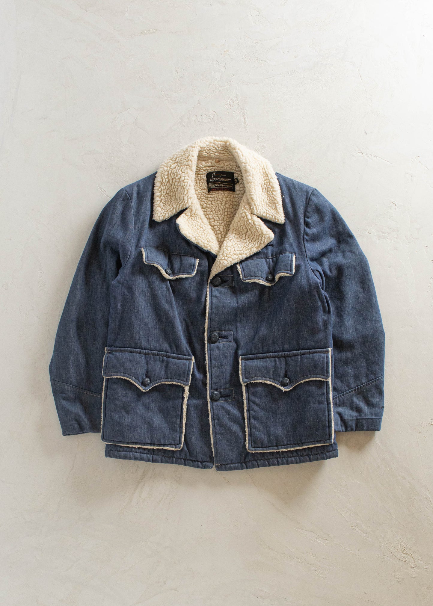 1970s Sears Sportswear Sherpa Denim Jacket Size M/L