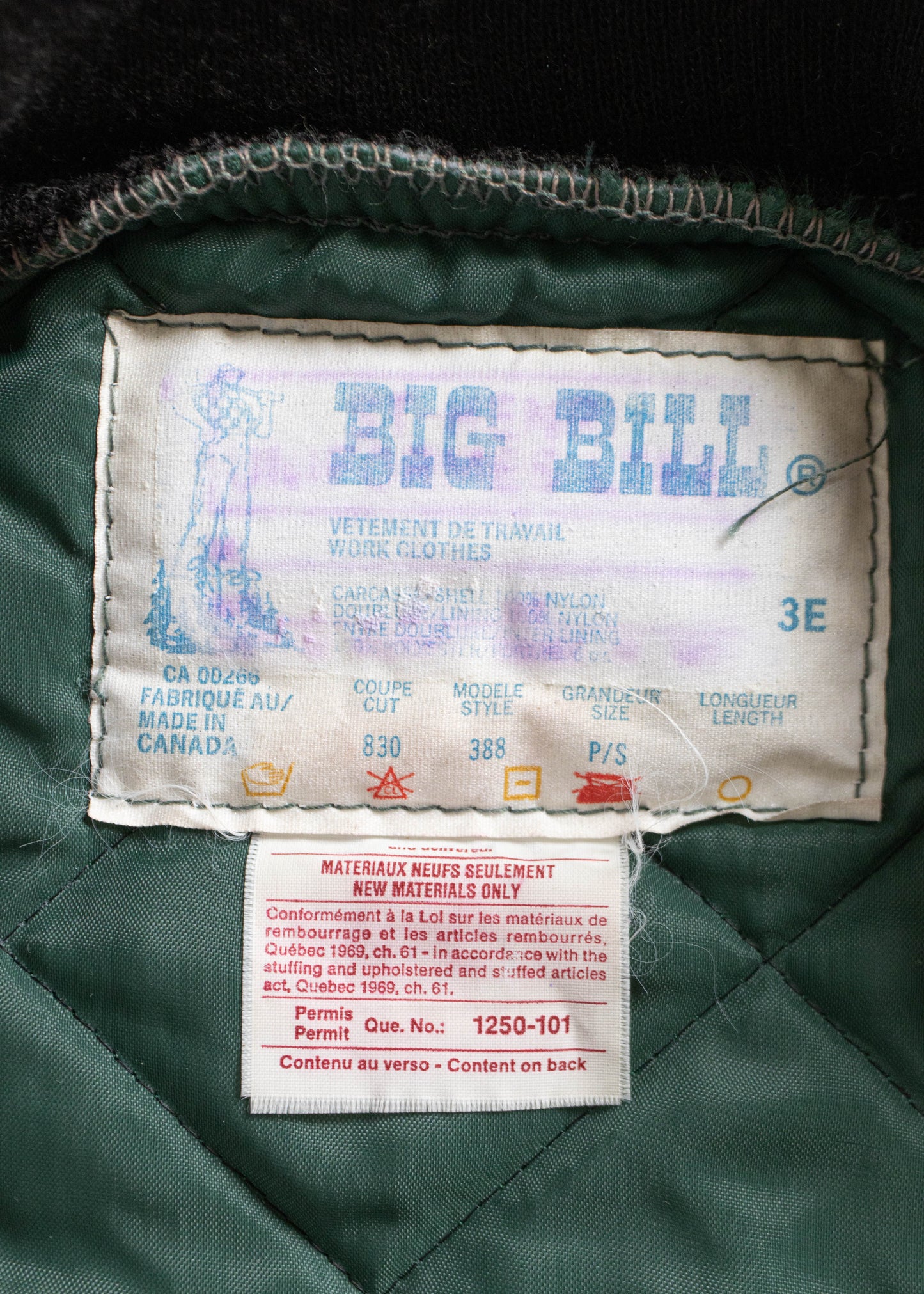 Vintage 1980s Big Bill Quilted Liner Jacket Size 2XS/XS