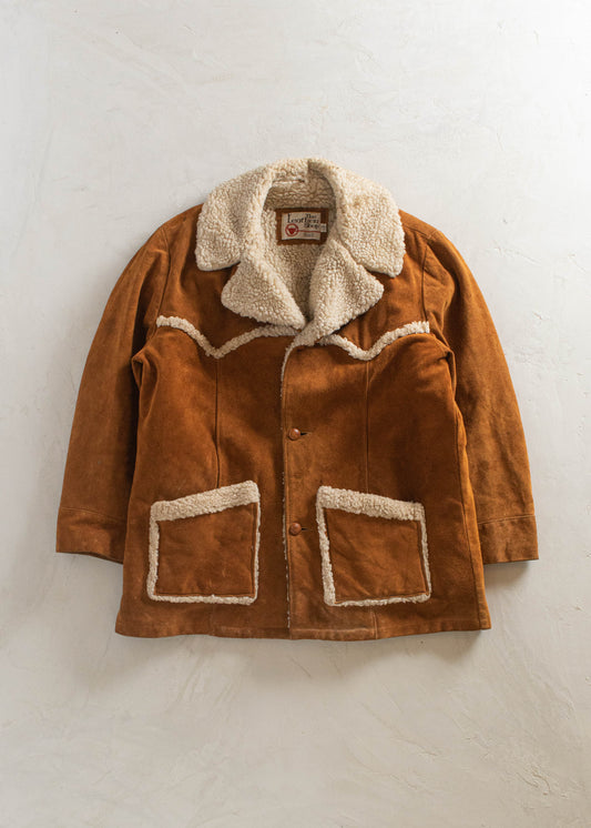 1980s Sears The Leather Shop Shearling Lined Suede Jacket Size L/XL