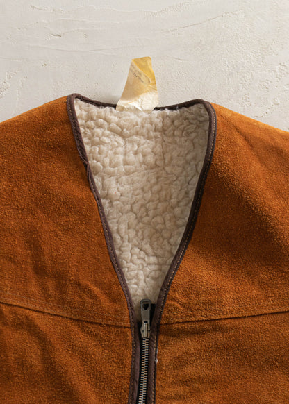 1970s Sherpa Lined Suede Vest Size S/M