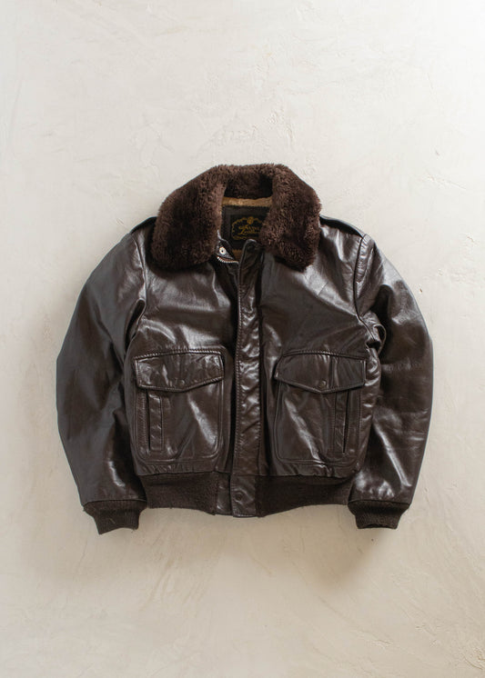 1980s Genuine Leather Aviator Bomber Jacket Size M/L