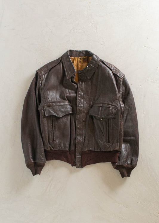 1980s Kit Karson Leather Bomber Jacket Size M/L