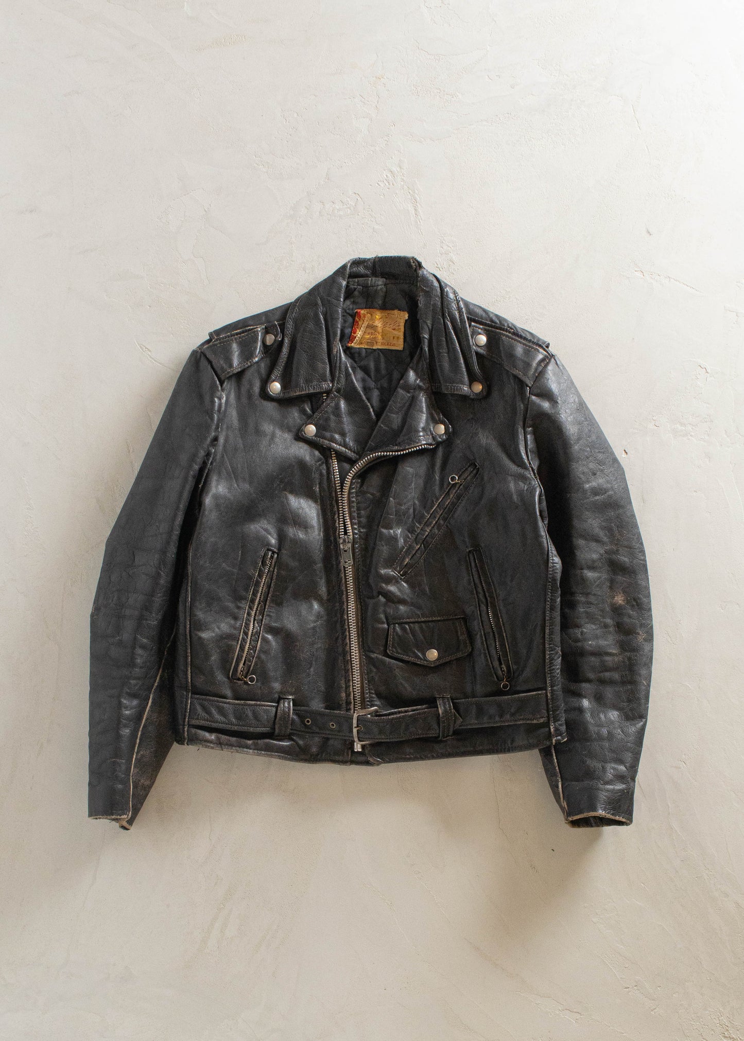 1980s Leather Moto Jacket Size S/M