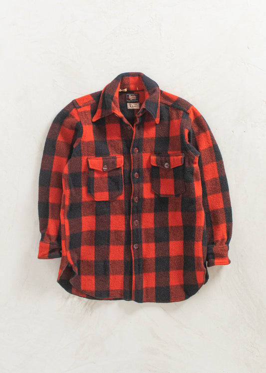 Vintage 1950s Woolrich Wool Flannel Button Up Shirt Size XS/S