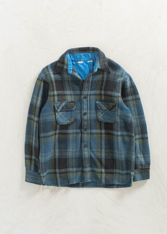 Vintage 1980s C.P.O Wool Flannel Button Up Shirt Size M/L