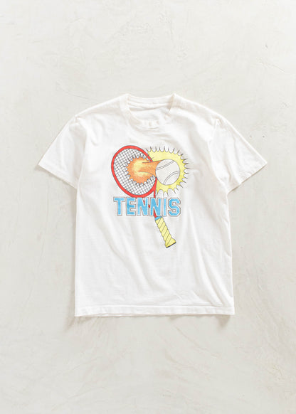 Vintage 1980s Flocked Letter Club Des Vis Tennis T-Shirt Size M/L