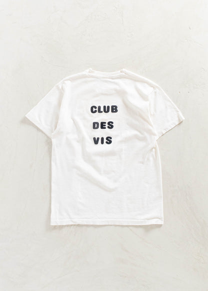 Vintage 1980s Flocked Letter Club Des Vis Tennis T-Shirt Size M/L