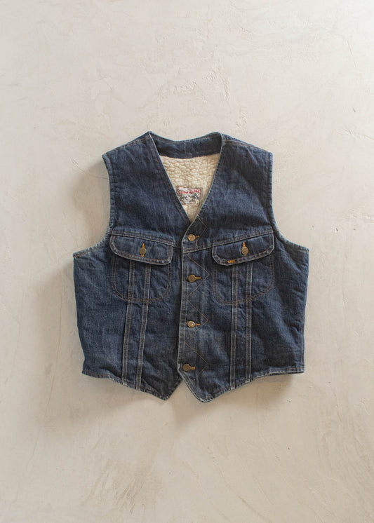 1970s Lee Storm Rider Sherpa Denim Vest Size M/L