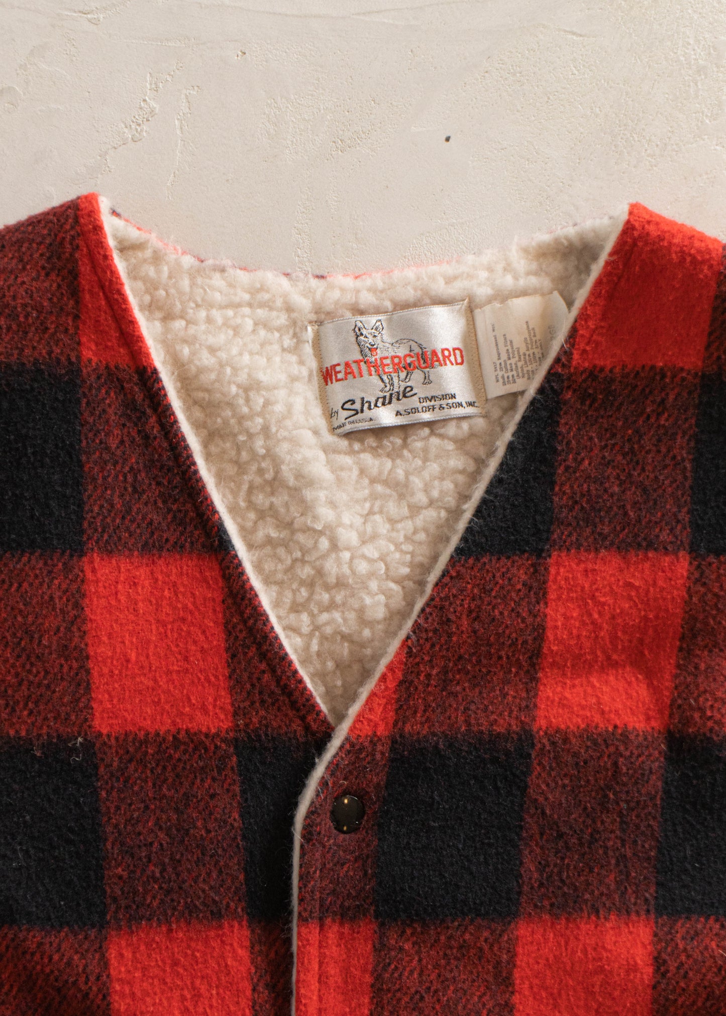 1970s Weatherguard Buffalo Plaid Sherpa Lined Vest Size M/L