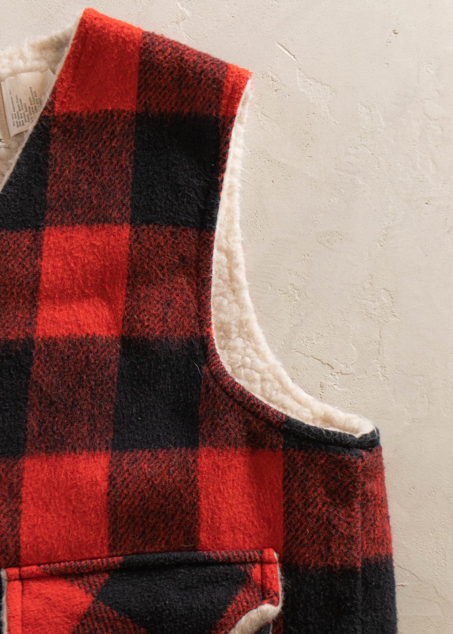 1970s Weatherguard Buffalo Plaid Sherpa Lined Vest Size M/L