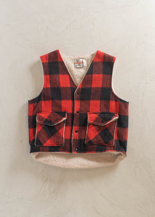 1970s Weatherguard Buffalo Plaid Sherpa Lined Vest Size M/L