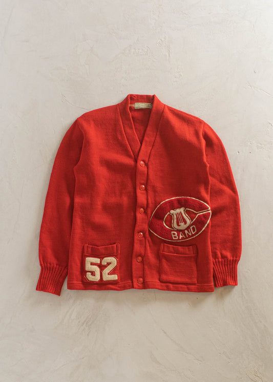 1950s Imperial Knitting Varsity Letterman Wool Cardigan Size S/M