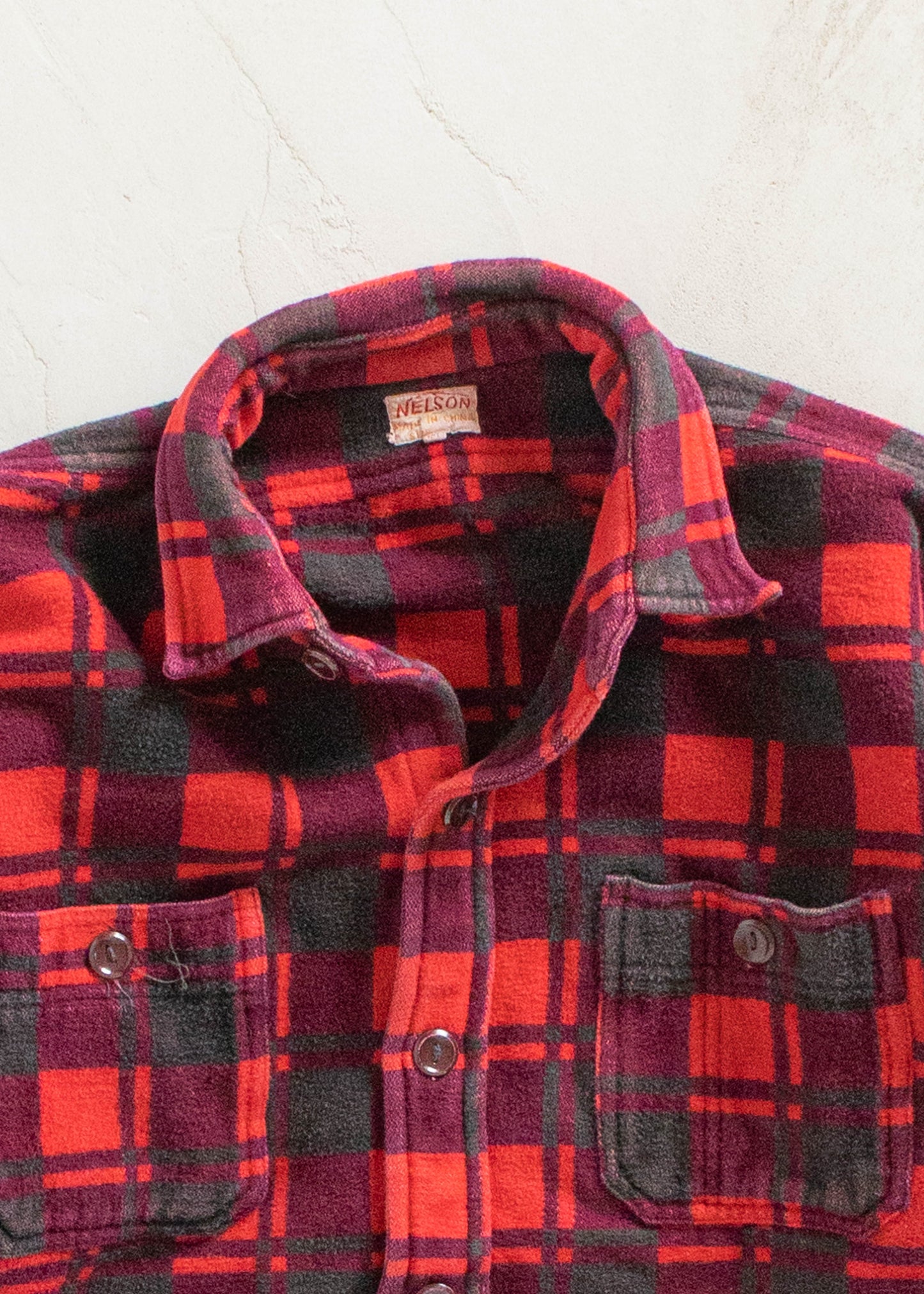 Vintage 1980s Nelson Cotton Flannel Button Up Shirt Size M/L