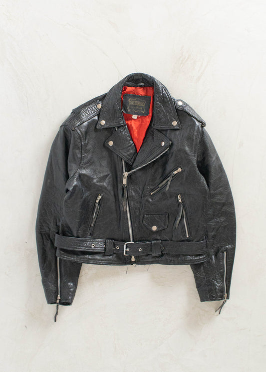 Vintage 1980s Genuine Leather Motorcycle Leather Jacket Size S/M