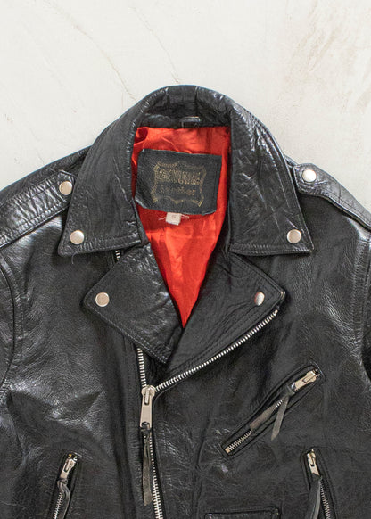 Vintage 1980s Genuine Leather Motorcycle Leather Jacket Size S/M