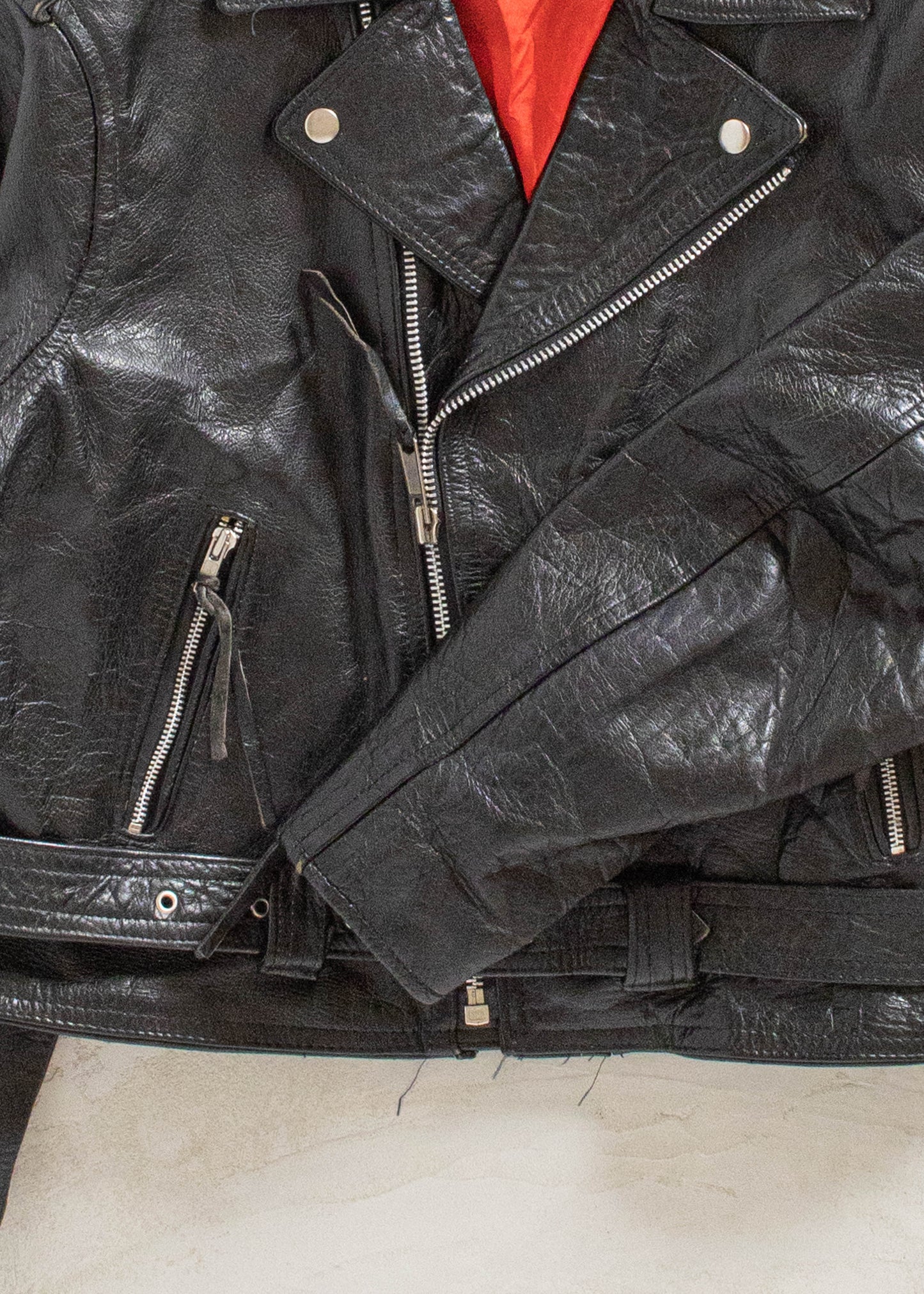 Vintage 1980s Genuine Leather Motorcycle Leather Jacket Size S/M