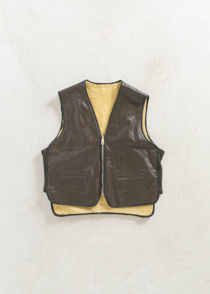 Vintage 1980s Sherpa Lined Faux Leather Vest Size M/L