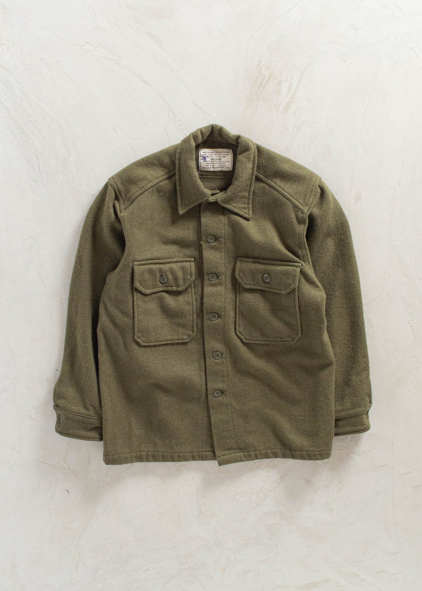 Vintage Military OG 108 Wool Button Up Shirt Size L/XL