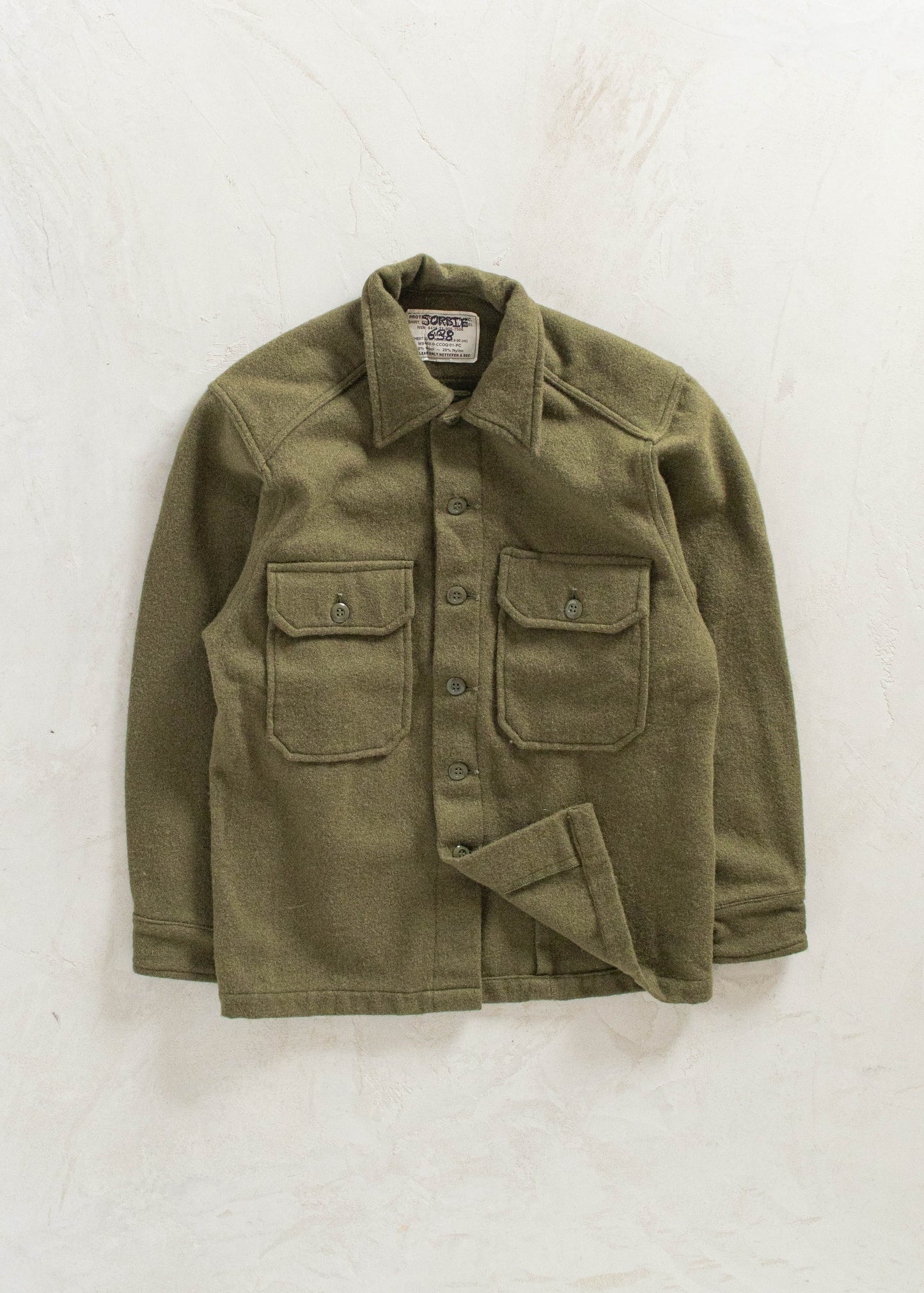 Vintage Military OG 108 Wool Button Up Shirt Size S/M