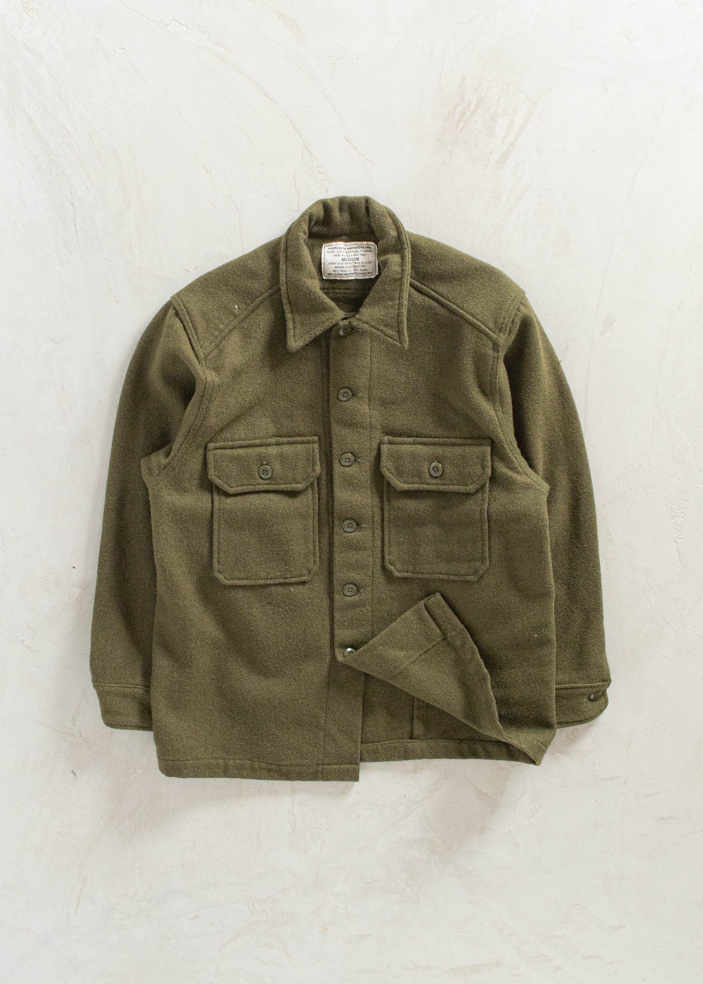 Vintage Military OG 108 Wool Button Up Shirt Size M/L