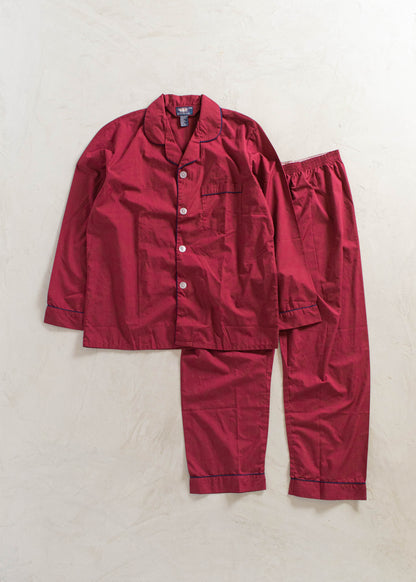 1980s Hemmingway Point Solid Burgundy Pajama Set Size M/L