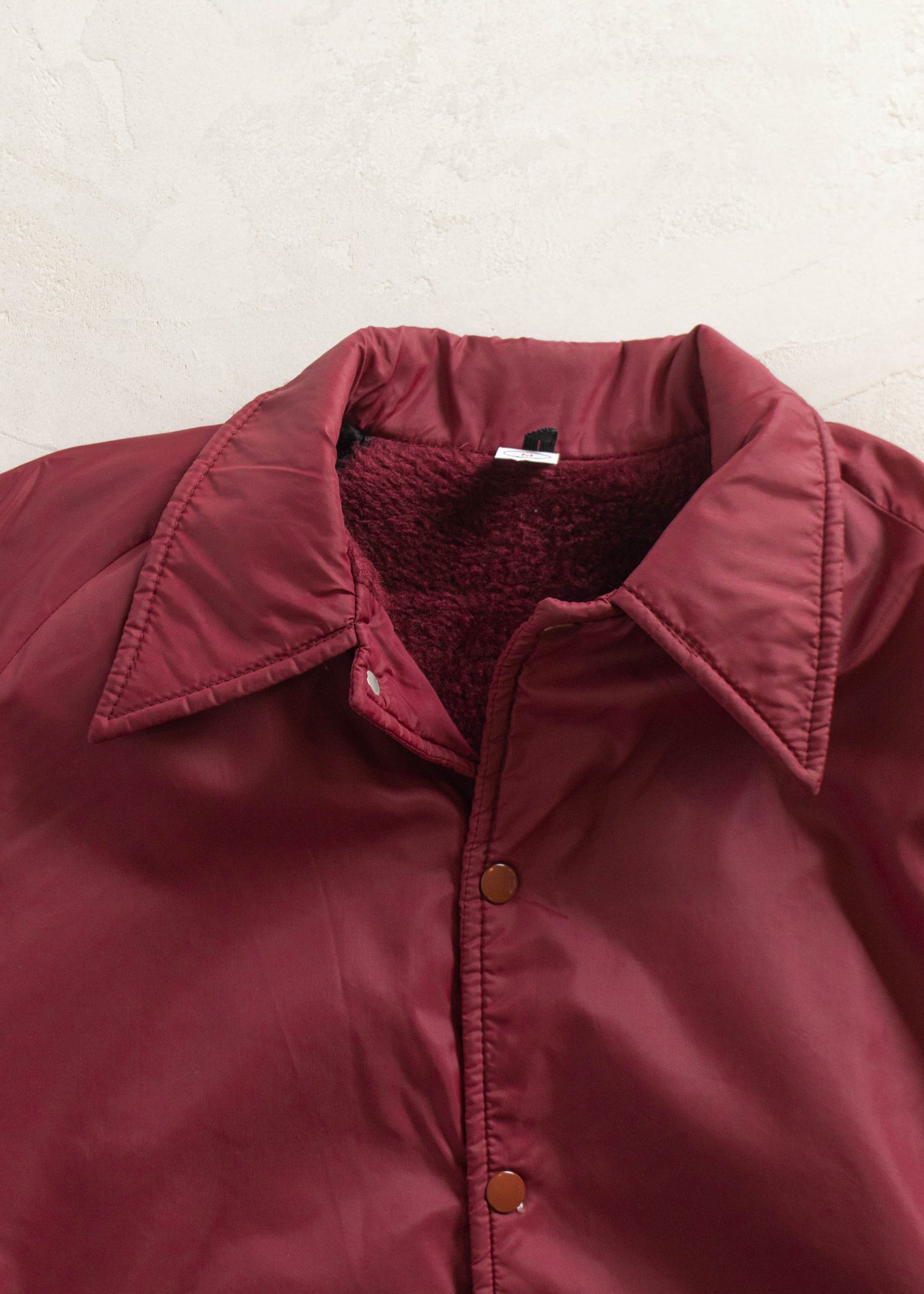 1980s Solid Burgundy Lined Nylon Jacket Size L/XL