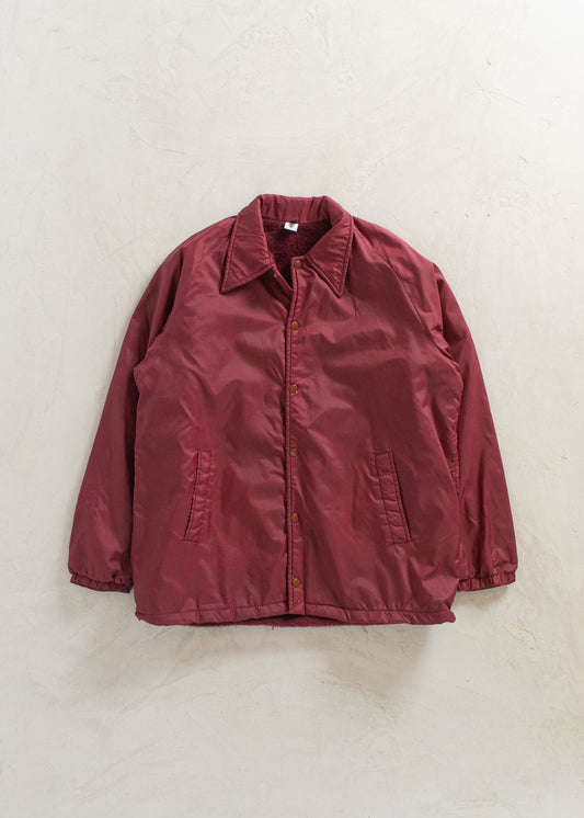 1980s Solid Burgundy Lined Nylon Jacket Size L/XL