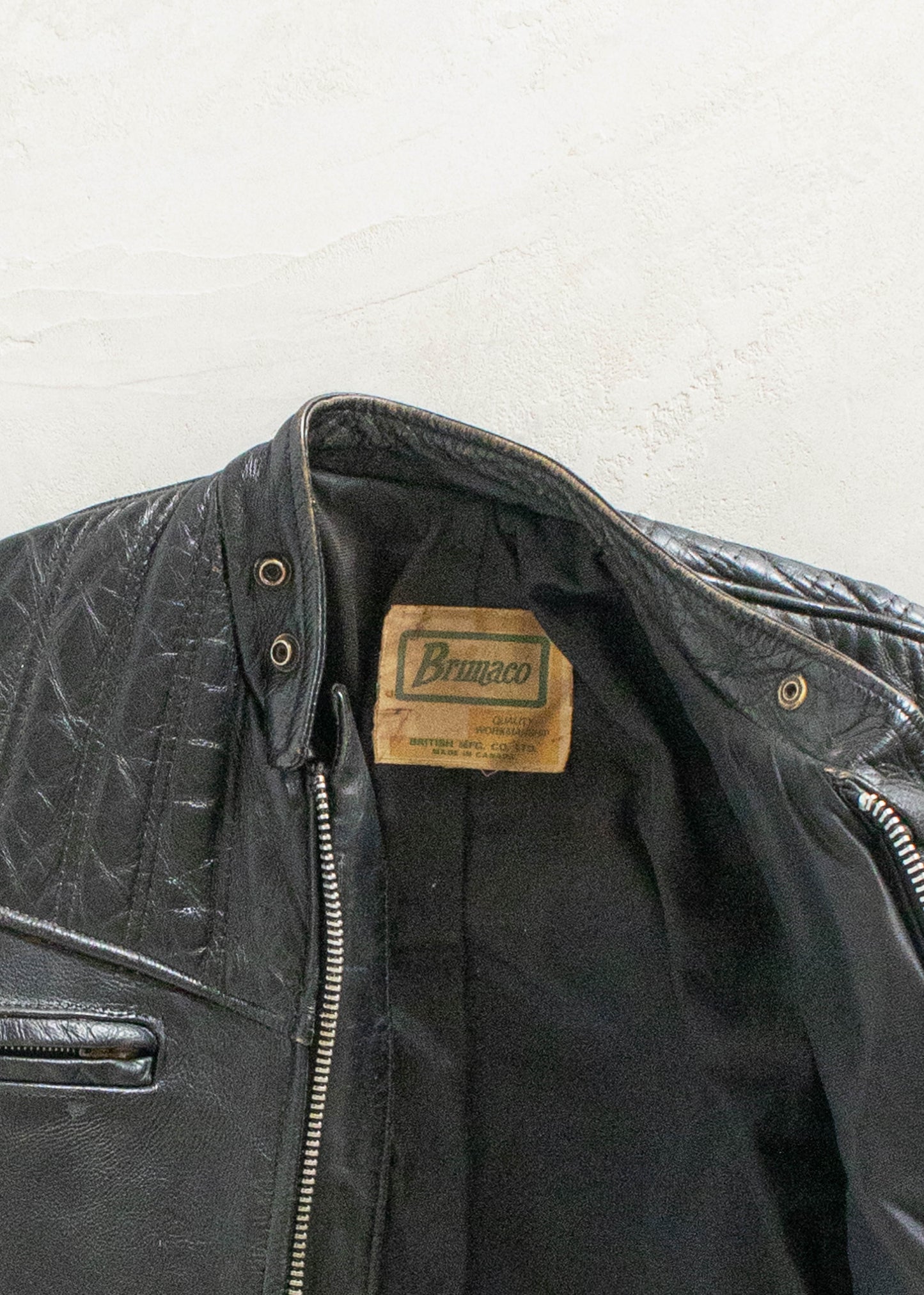 Vintage 1980s Brimaco Cafe Racer Leather Jacket Size XS/S