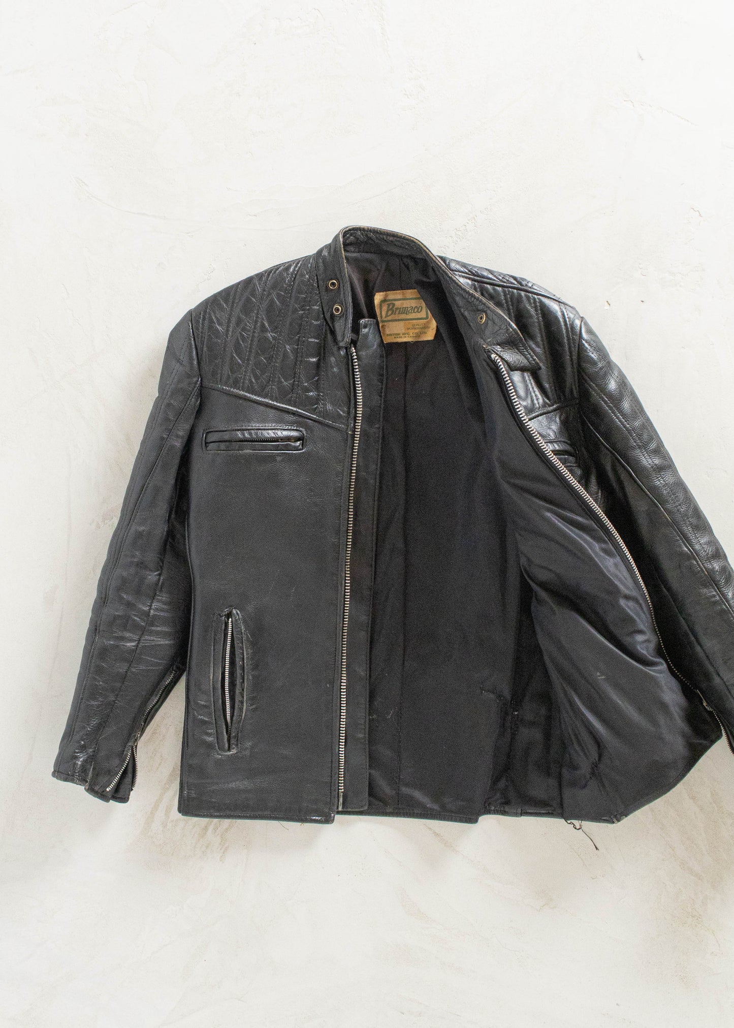 Vintage 1980s Brimaco Cafe Racer Leather Jacket Size XS/S