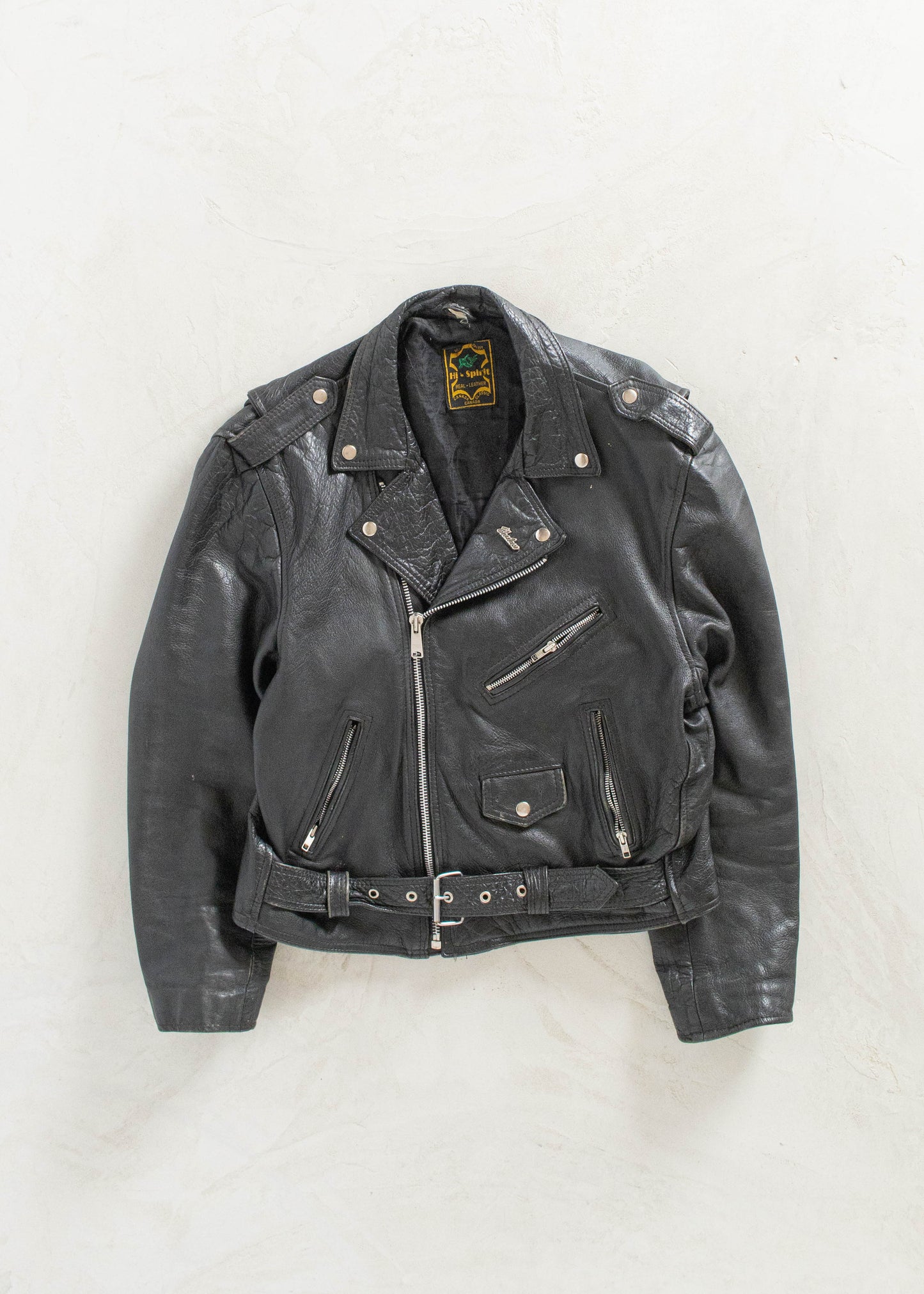 Vintage 1980s Hi Spirit Motorcycle Leather Jacket Size M/L