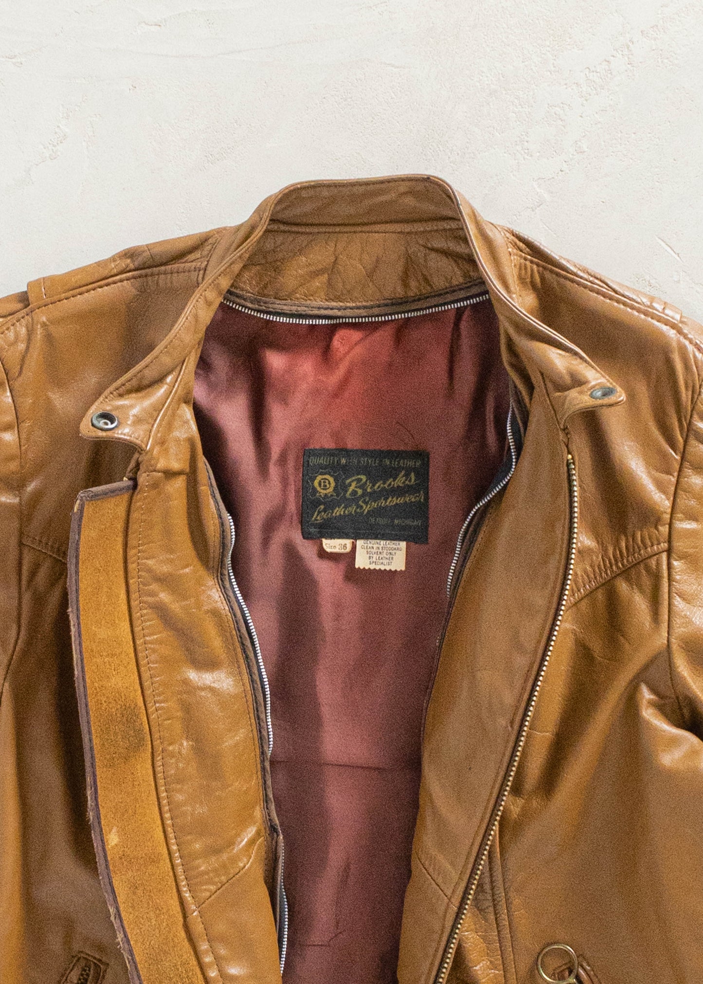 Vintage 1960s Brooks Leather Sportswear Cafe Racer Leather Jacket Size XS/S