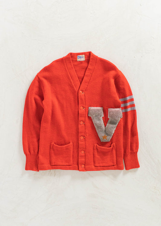 Vintage 1960s Van Wert Varsity Letterman Wool Cardigan Size S/M