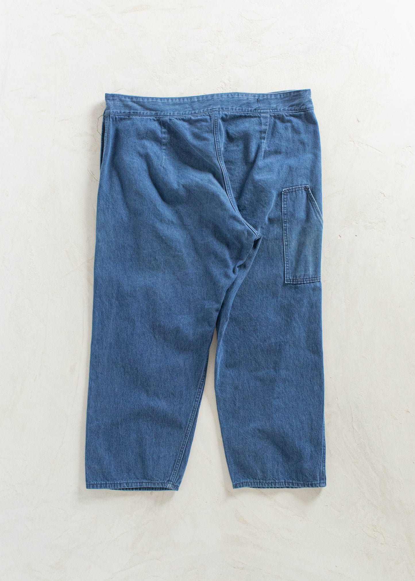 Vintage 1970s Amish Denim Bib Front Workwear Pants Size Women's 40 Men's 42