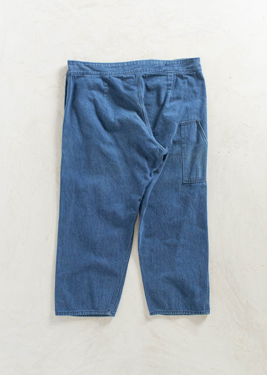 Vintage 1970s Amish Denim Bib Front Workwear Pants Size Women's 40 Men's 42