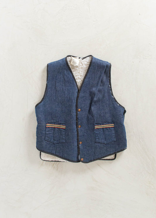 Vintage Sherpa Lined Denim Vest Size M/L