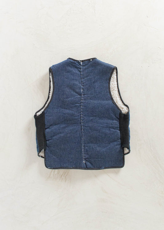 Vintage Sherpa Lined Denim Vest Size M/L