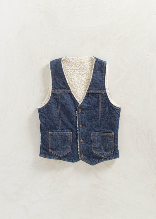 Vintage Sherpa Lined Denim Vest Size XS/S